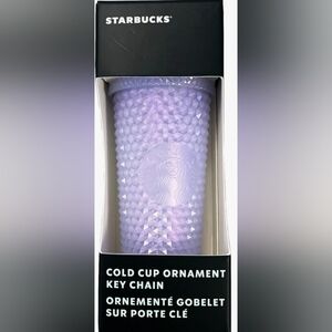 2021 Starbucks Holiday Ornament Mini Cold Cup Tumbler Keychain Icy Lilac Studded